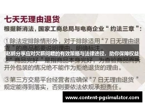 赵鹏分享应对欠薪问题的有效策略与法律途径，助你保障权益