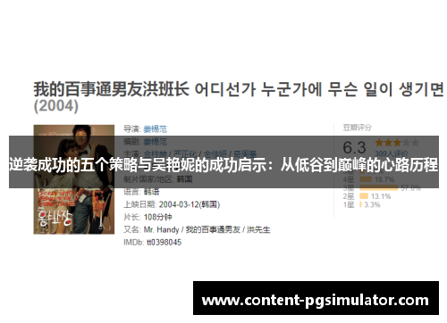 逆袭成功的五个策略与吴艳妮的成功启示：从低谷到巅峰的心路历程