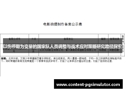 以伤停期为变量的国家队人员调整与战术应对策略研究路径探索